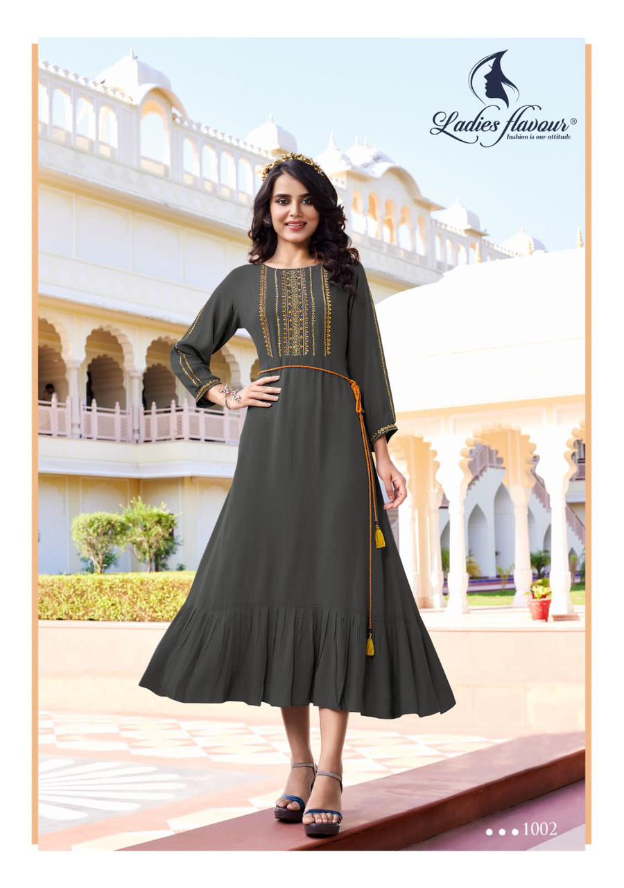 Mastani By Ladies Flavour 1001-1004 Party Wear Kurtis Catalog